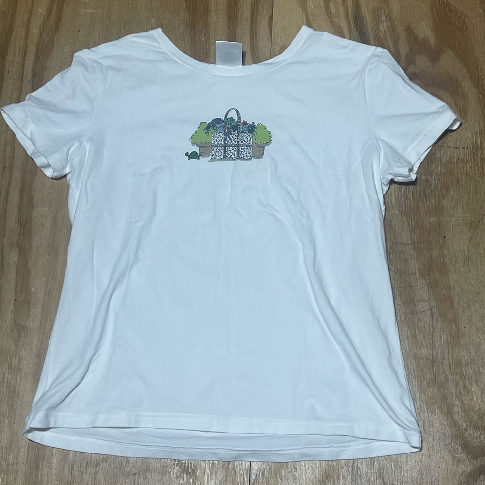 Vera Bradley T-shirt women L white short sleeve Crewneck Cotton @O